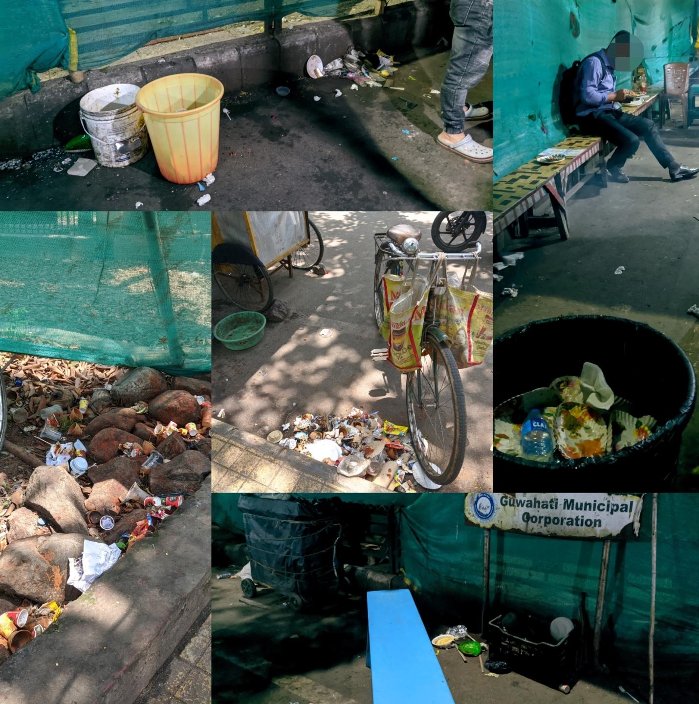 Garbage and trash around food-vending sites; relishing the disgust